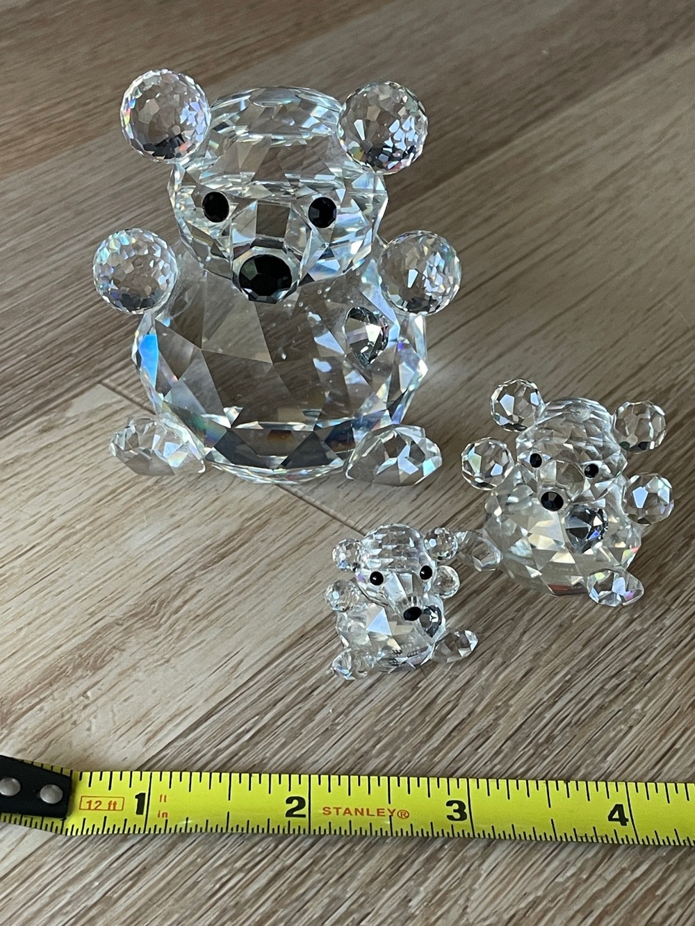 Iris arc faceted glass teddy bear figurines set